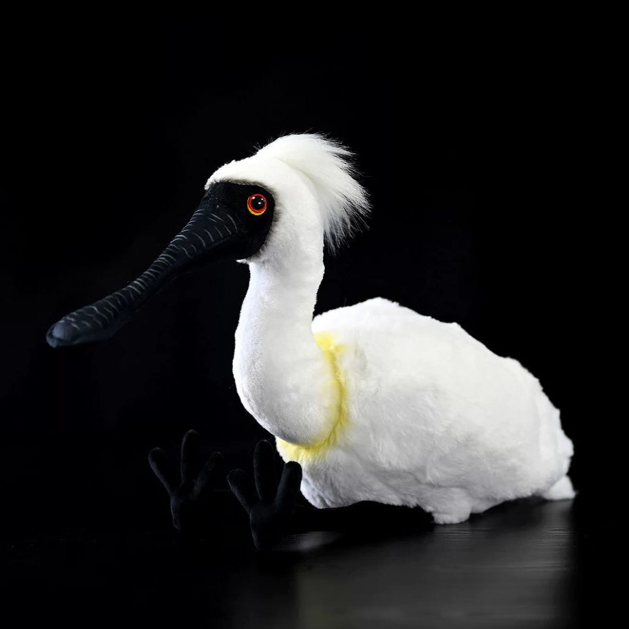 Brinquedo de pelúcia macio de pelúcia de pássaro colher de cara preta