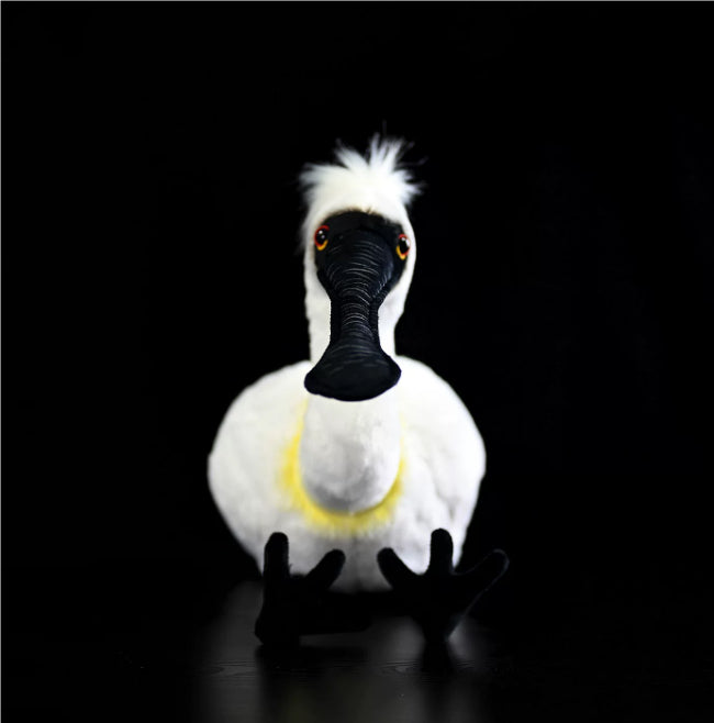 Brinquedo de pelúcia macio de pelúcia de pássaro colher de cara preta
