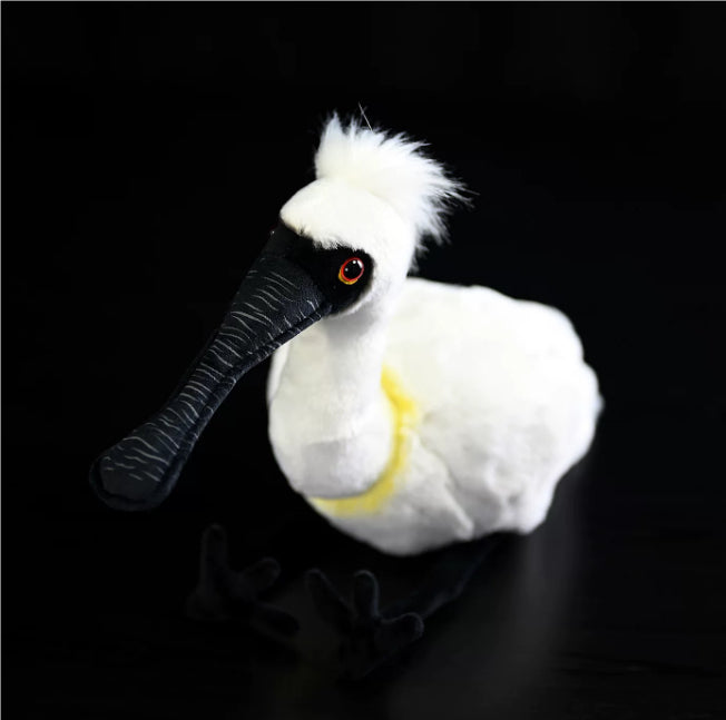 Brinquedo de pelúcia macio de pelúcia de pássaro colher de cara preta