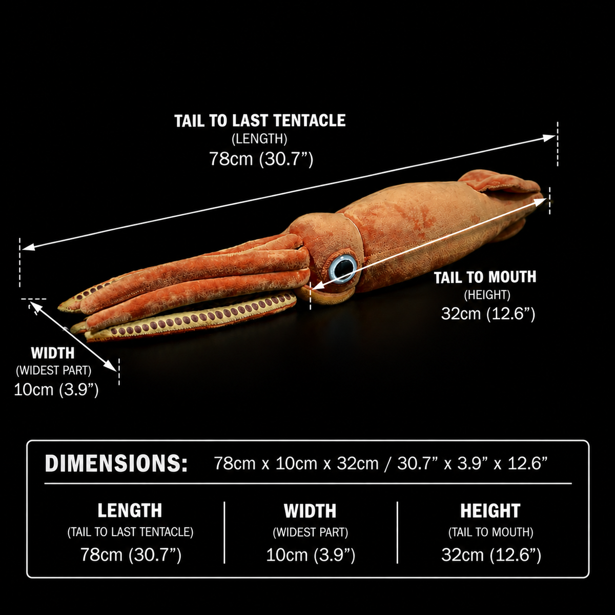 Architeuthis ענק דיונון צעצוע קטיפה ממולא רך