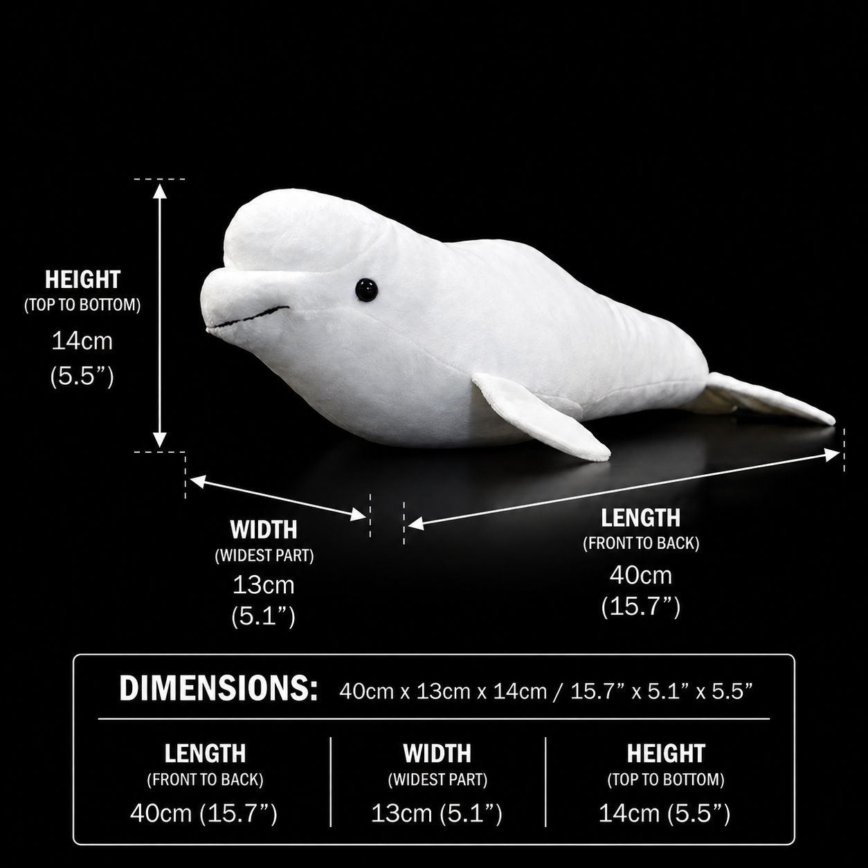 Jucărie de plus umplută cu balenă albă Beluga