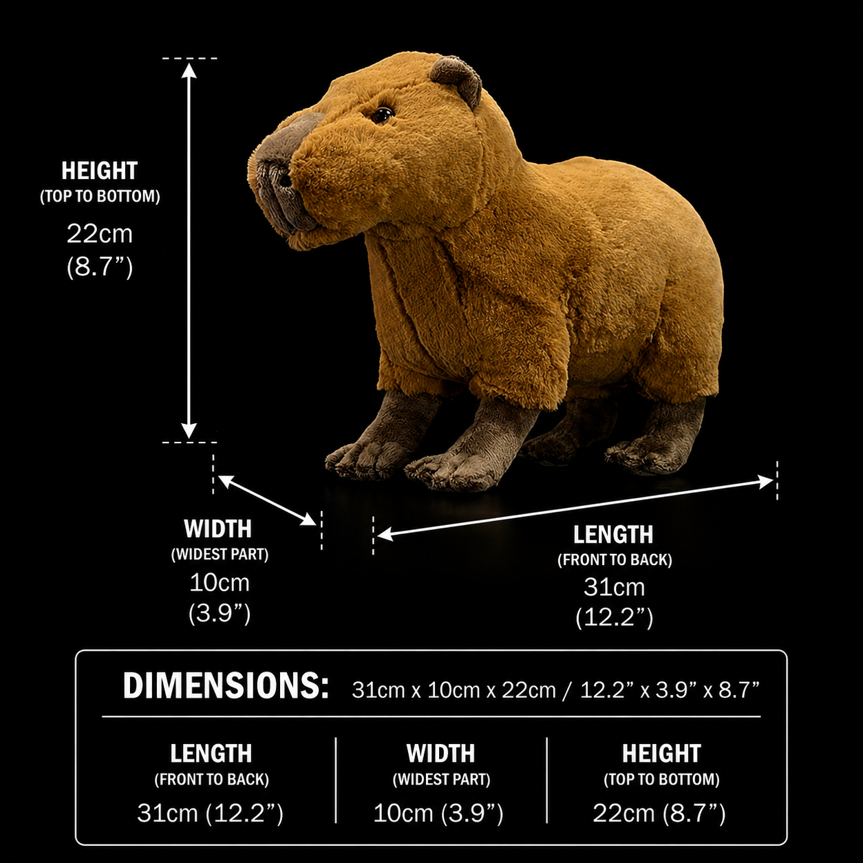 Jucărie de pluș moale Capybara, reală