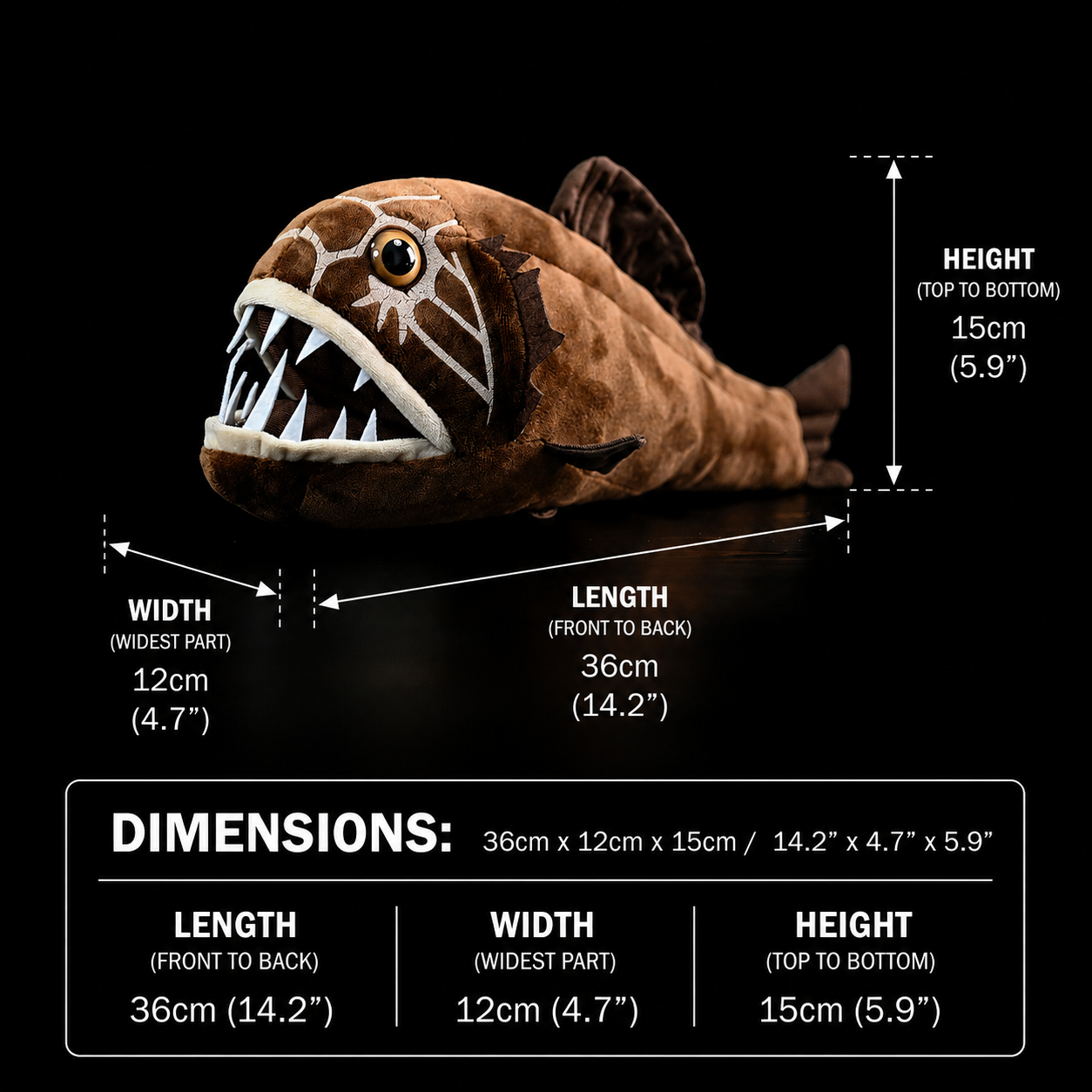 Common Fangtooth Fish Soft Stuffed Plush Toy
