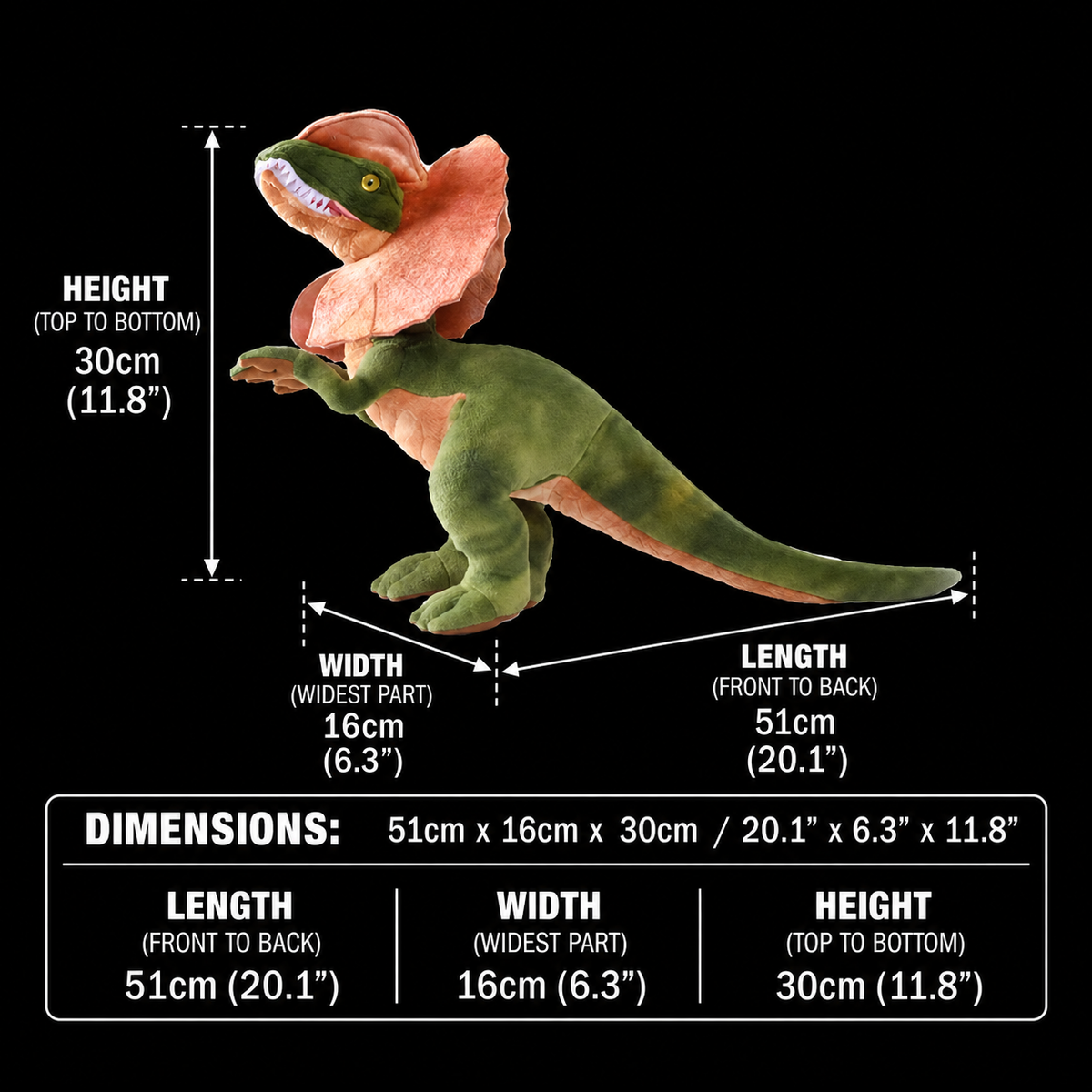 Dilophosaurus Dinosaur Soft Stuffed Plush Toy