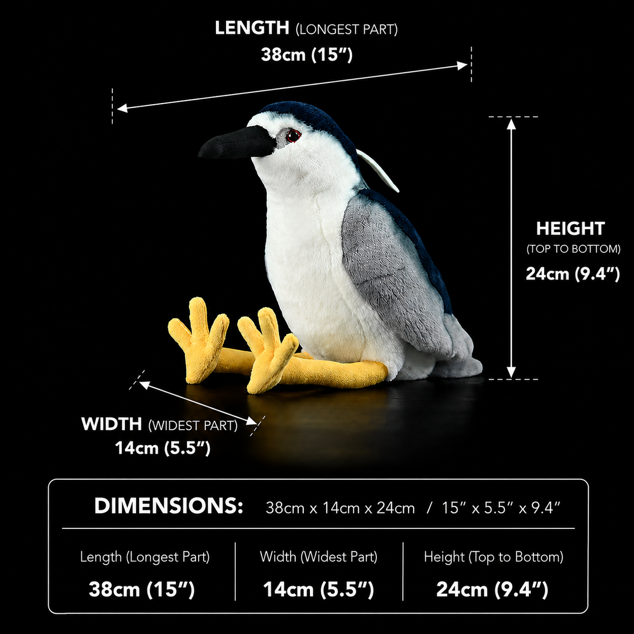 Night Herron Bird Soft Stuffed Plush Toy