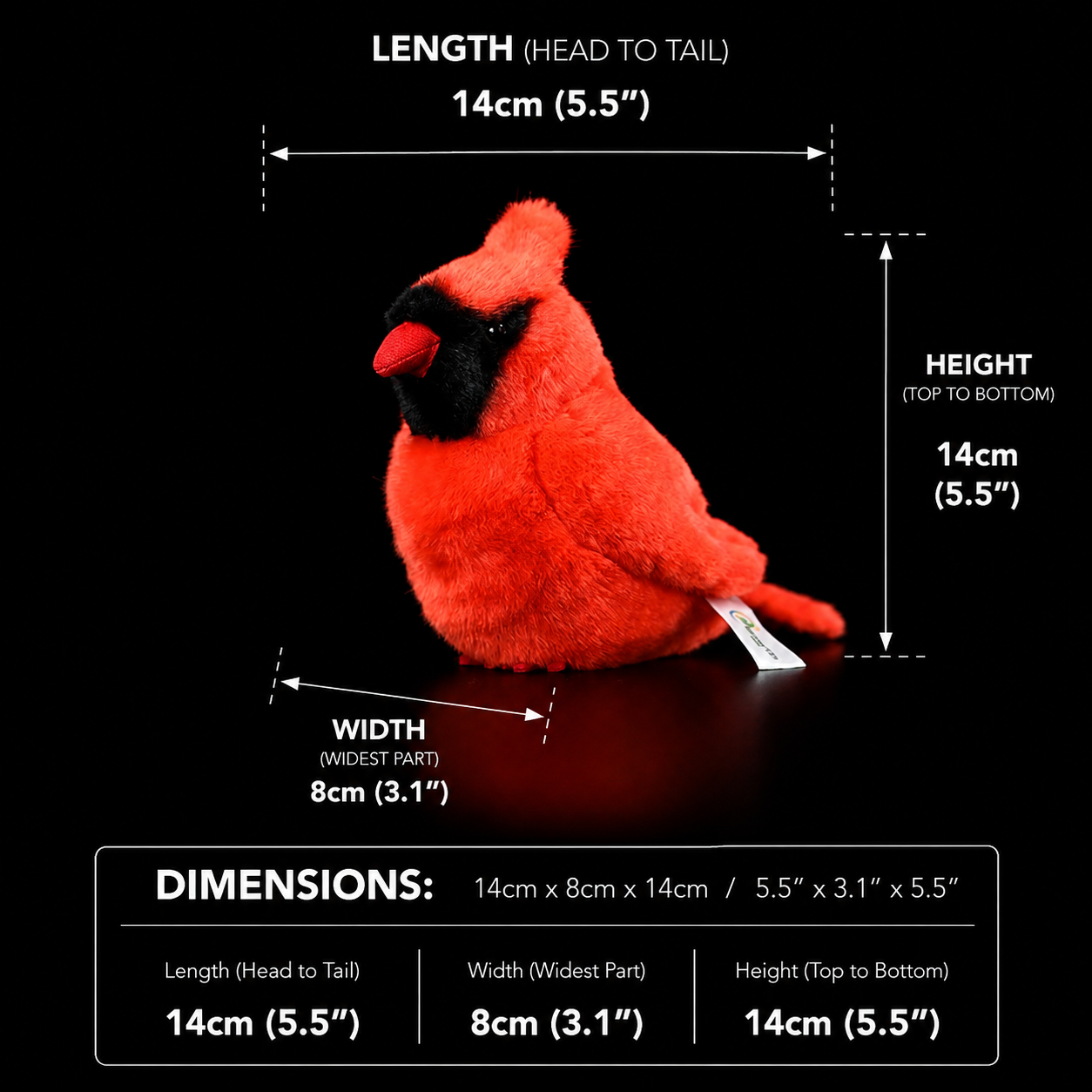 Northern Cardinal Bird Soft Stuffed Plush Toy