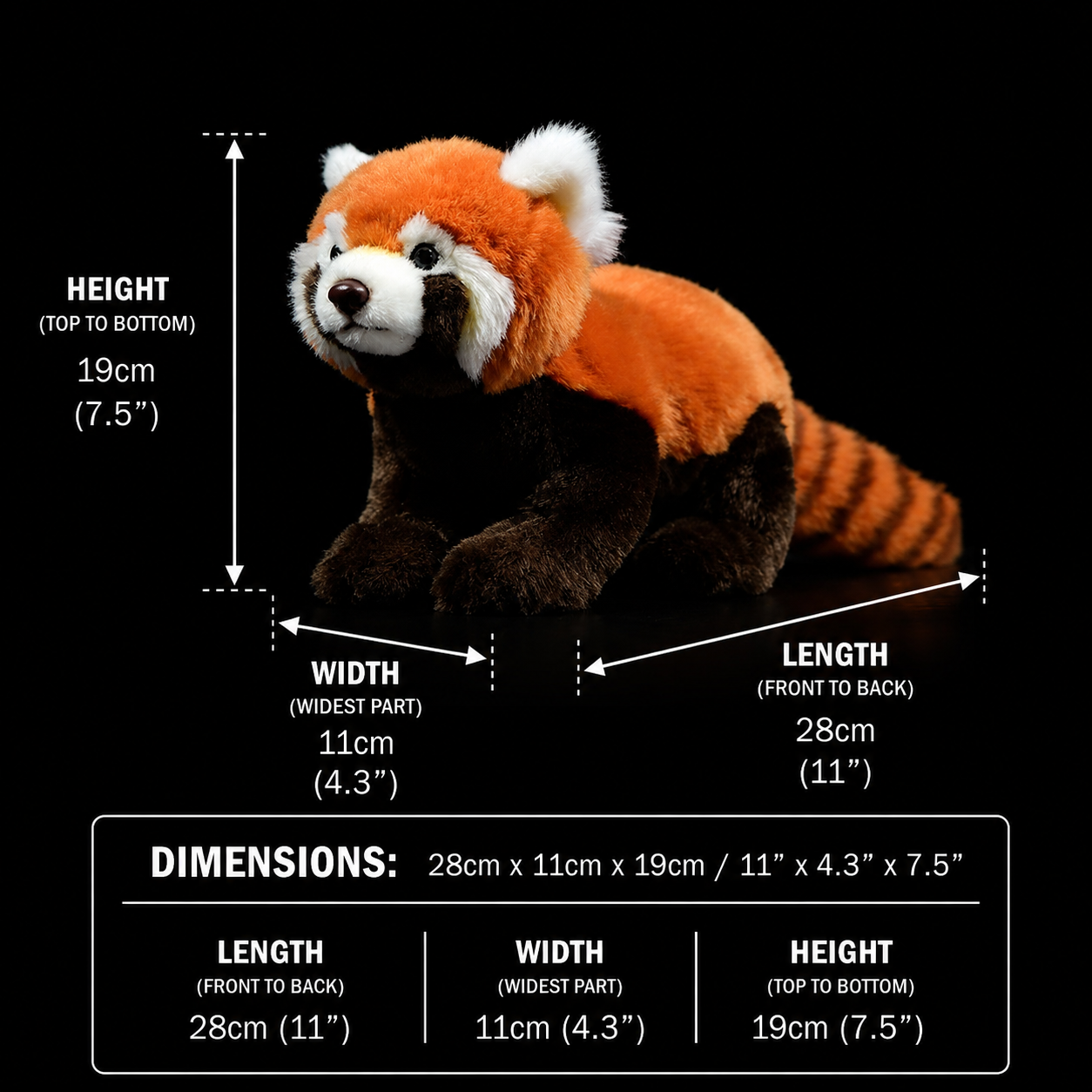 Jucărie de pluș moale, realistă, panda roșie