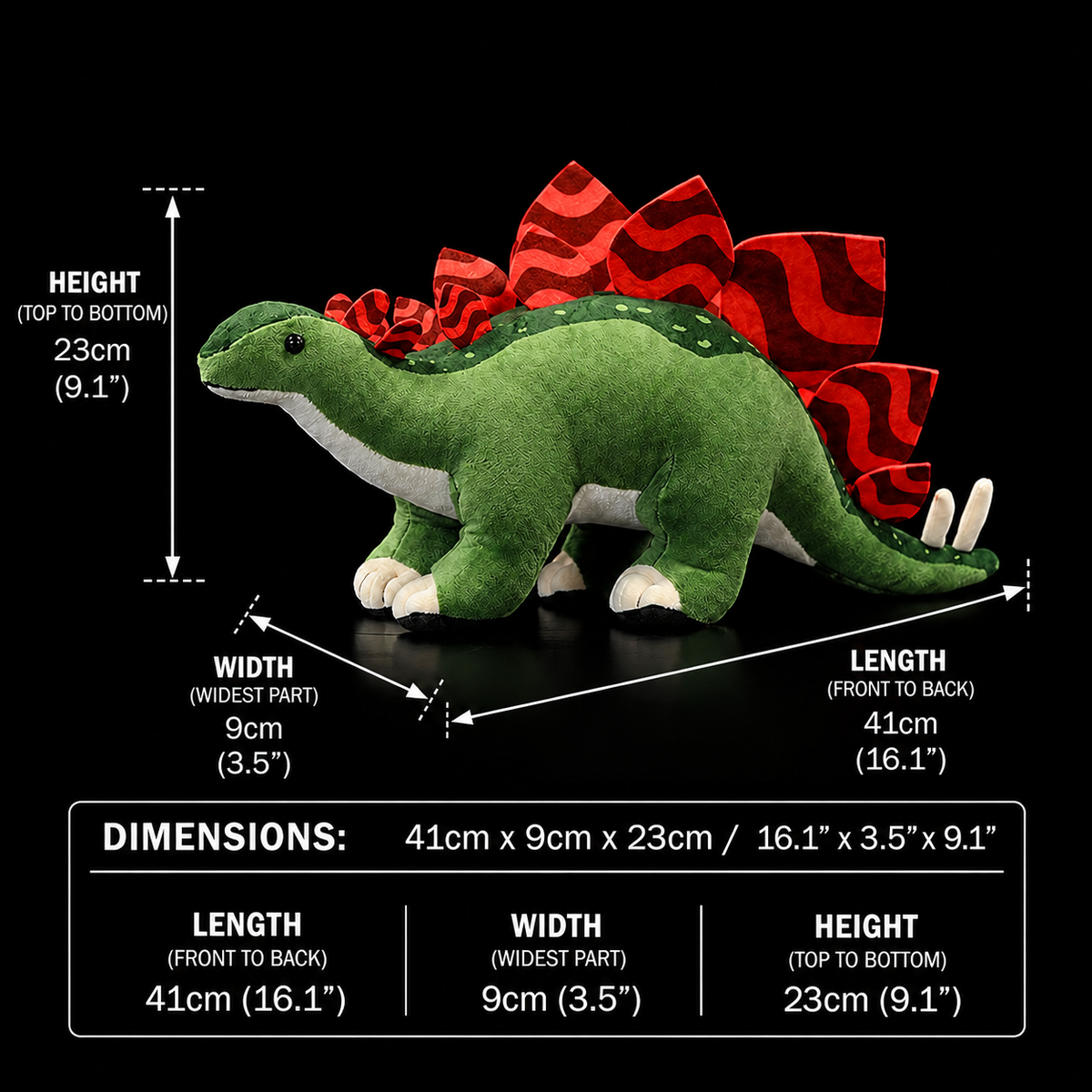 Peluche morbido di dinosauro stegosauro