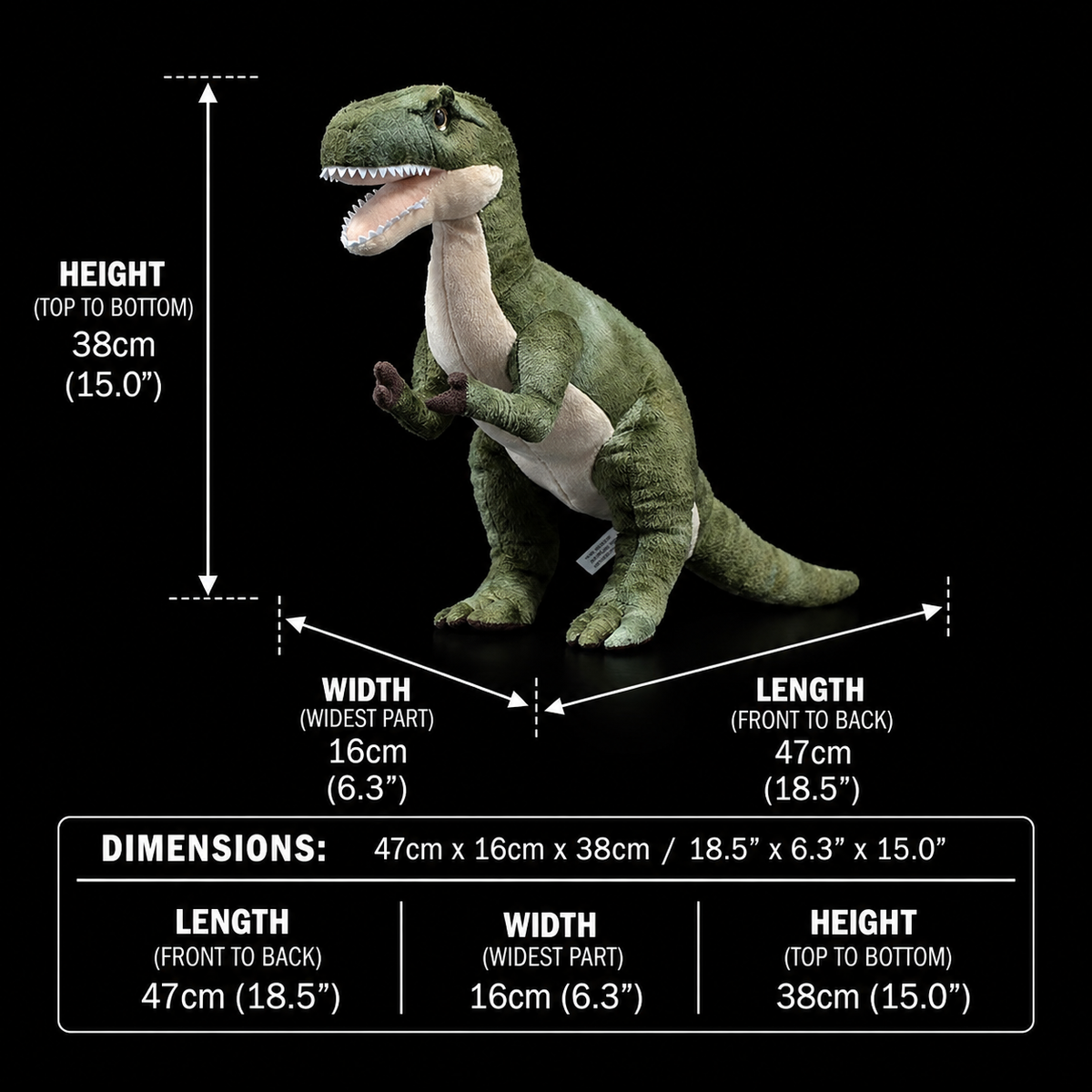 טירנוזאורוס ירוק T-Rex דינוזאור צעצוע קטיפה ממולא רך