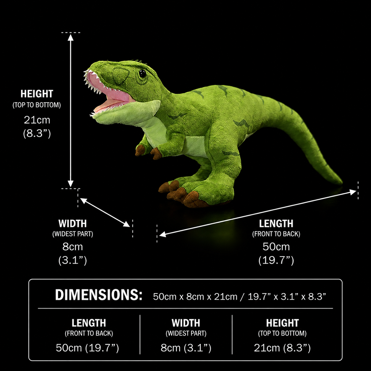 Jucărie de plus umplută cu dinozaur Tyrannosaurus T-Rex