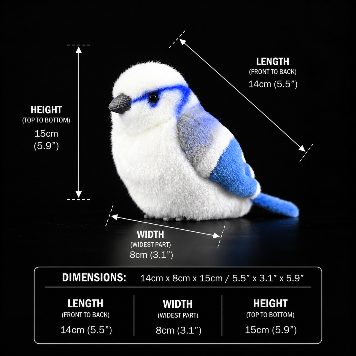 Azure Tit Bird Soft Stuffed Plush Toy