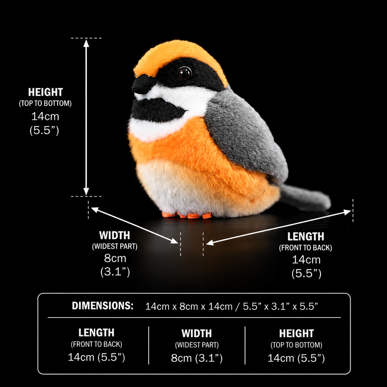 Black-Throated Bushtit Bird Stuffed Plush Toy