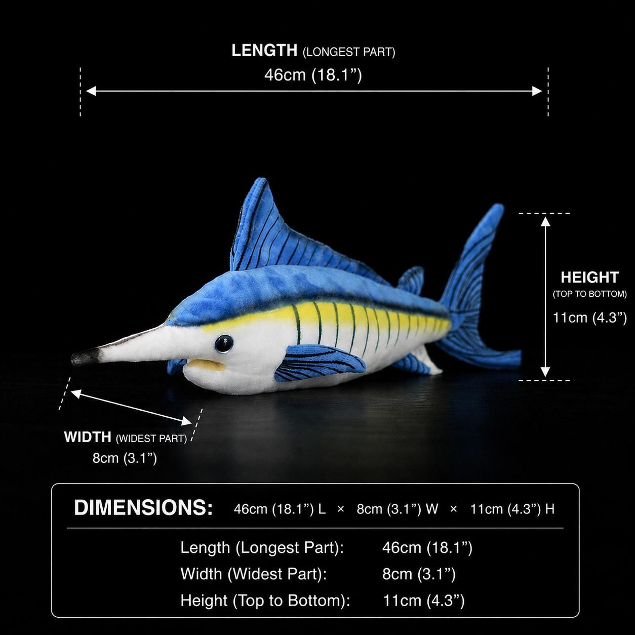 Blue Marlin Fish Měkká plyšová hračka