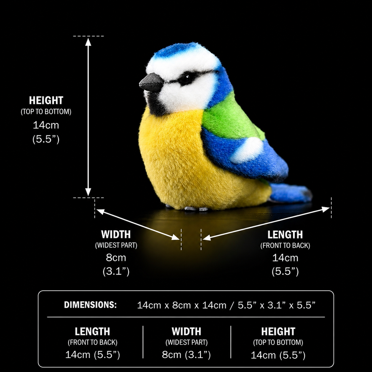 Eurasian Blue Tit Bird Stuffed Plush Toy
