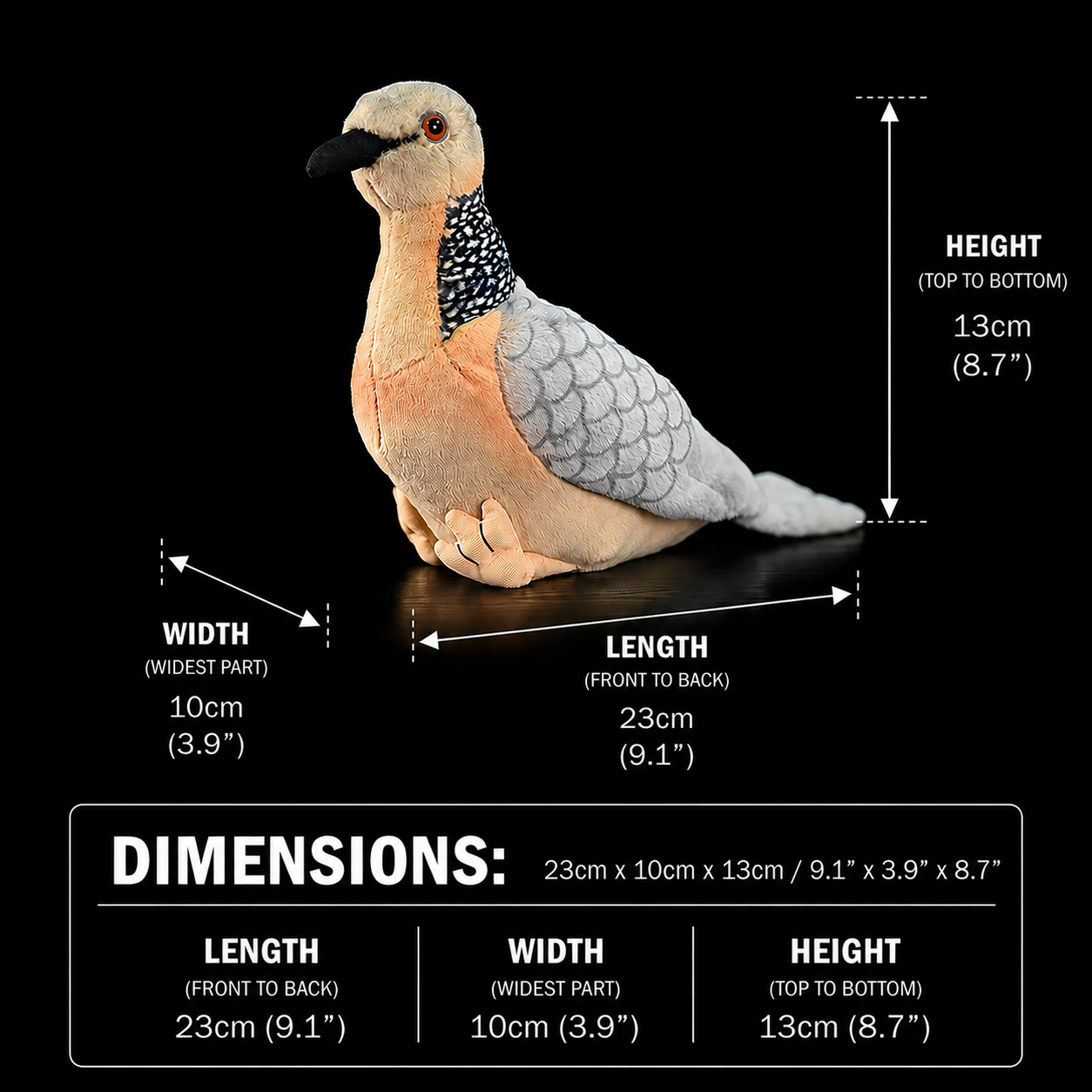 Spotted Dove Bird Soft Stuffed Plush Toy
