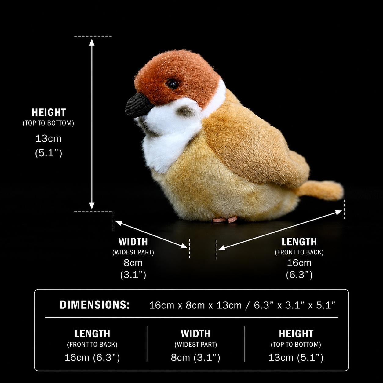 Tree Sparrow Bird Soft Stuffed Plush Toy
