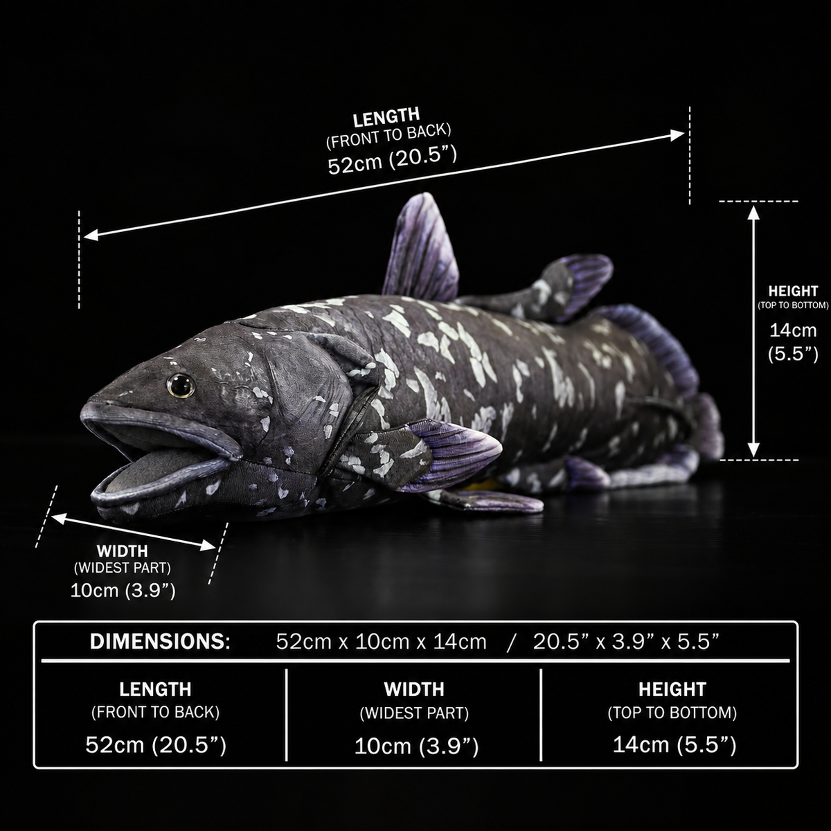 צעצוע קטיפה ממולא רך של דג Coelacanth
