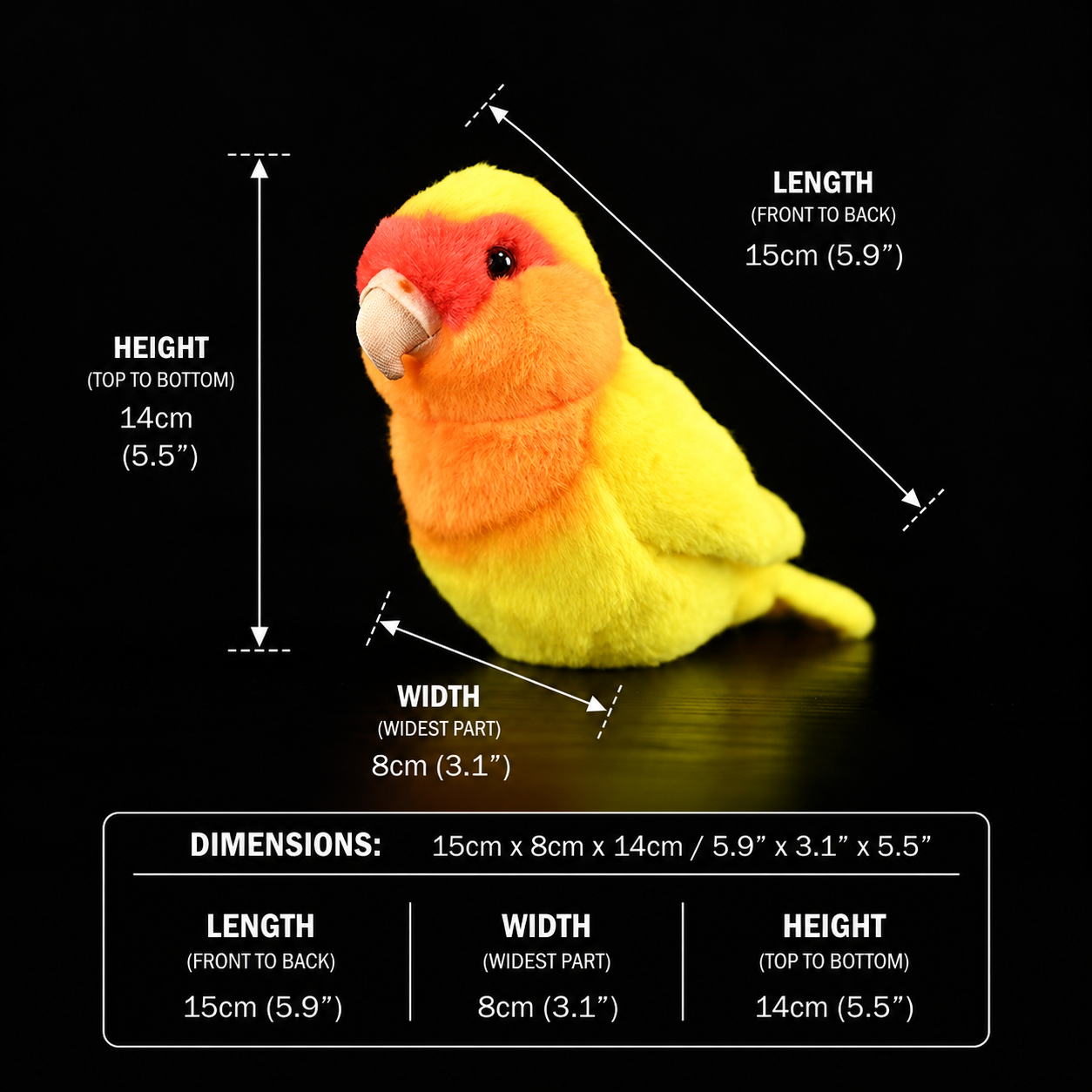 Yellow Lovebird Soft Stuffed Plush Toy