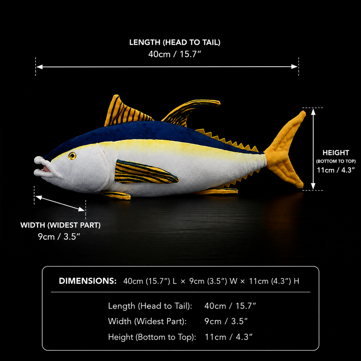Yellowfin Tuna Fish Soft Stuffed Plush Toy