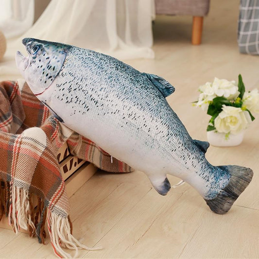 Cuscino di peluche morbido a forma di pesce salmone